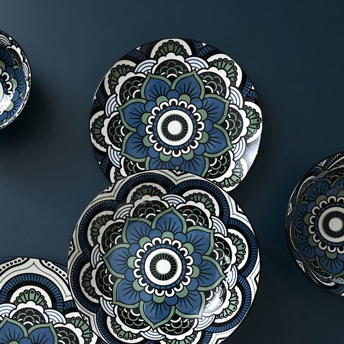 Home Deco Factory Plato de Postre Mandala Azul 19 cm