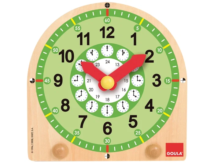 Diset Reloj Escolar de Madera para Aprender las Horas y Minutos, a Partir de 2 Años, Incluye Perchero
