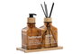 DKD Home Decor Set de Baño de 3 Piezas de Cristal y Bambú Ámbar