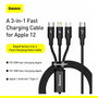 Baseus Rapid Series Cable USB-C 3 en 1, Carga Rápida PD 20W 1.5 Metros, iPhone Samsung Android - Blanco