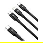 Baseus Rapid Series Cable USB-C 3 en 1, Carga Rápida PD 20W 1.5 Metros, iPhone Samsung Android - Blanco