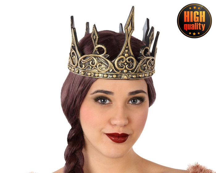 Atosa Corona Medieval Dorada Texturizada para Reina Adulta Atosa Corona Medieval Dorada Texturizada para Reina Adulta