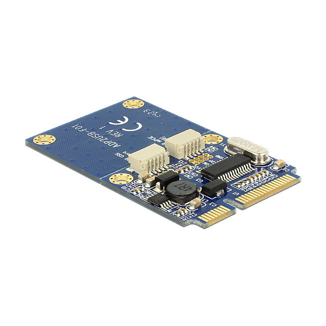 DeLOCK 95242 Tarjeta Mini PCIe a USB 2.0 Full Size con 2 Puertos Tipo-A, 0.48 Gbit/s, para Windows 7/8/8.1