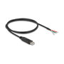 DeLOCK Cable adaptador USB 2.0 Tipo-A a serie RS-485 con 3 extremos de cable abiertos, 1 m, Negro