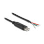 DeLOCK Cable adaptador USB 2.0 Tipo-A a serie RS-485 con 3 extremos de cable abiertos, 1 m, Negro