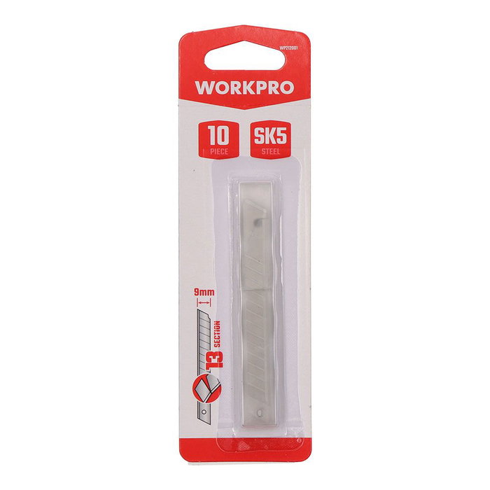 Workpro Cuchillas Cutter 9 mm SK5 Templada y Afilada, Recambio 10 Unidades