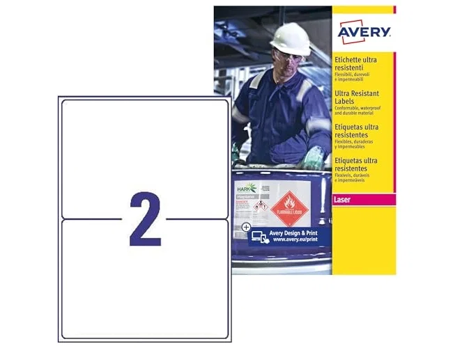 Avery Zweckform Etiquetas de Polietileno Blanco Resistentes 210x148 mm Avery Zweckform Etiquetas de Polietileno Blanco Resistentes 210x148 mm