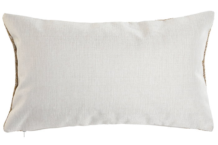 DKD Home Decor Cojín Decorativo Estilo Shabby, Natural y Blanco, 50x30 cm, Fabricado en Poliéster Bordado con Cremallera DKD Home Decor Cojín Decorativo Estilo Shabby, Natural y Blanco, 50x30 cm, Fabricado en Poliéster Bordado con Cremallera