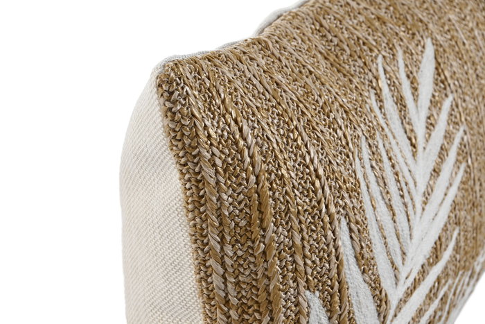 DKD Home Decor Cojín Decorativo Estilo Shabby, Natural y Blanco, 50x30 cm, Fabricado en Poliéster Bordado con Cremallera