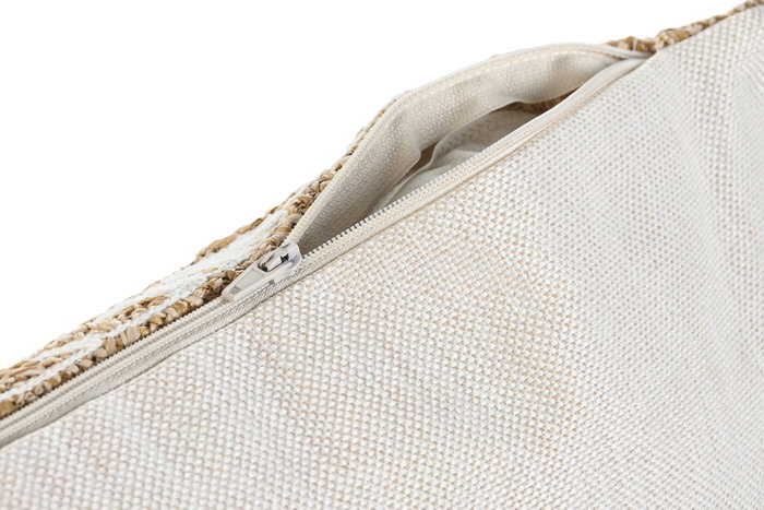 DKD Home Decor Cojín Decorativo Estilo Shabby, Natural y Blanco, 50x30 cm, Fabricado en Poliéster Bordado con Cremallera DKD Home Decor Cojín Decorativo Estilo Shabby, Natural y Blanco, 50x30 cm, Fabricado en Poliéster Bordado con Cremallera