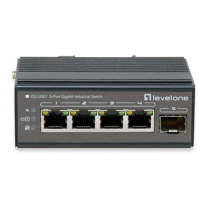 LevelOne IGU-0501 Switch Industrial Gigabit de 5 Puertos, DIN-Rail LevelOne IGU-0501 Switch Industrial Gigabit de 5 Puertos, DIN-Rail
