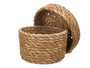 Giftdecor Set 3 Cestos Tapa Redondo Natural Totora 28x14x28 cm (Set de 6)