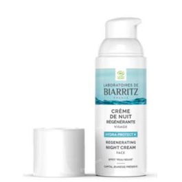 BIARRITZ Hydra Protect+ Crema De Noche Regeneradora 50Ml - 24h Hidratación Intensa, Acelera Renovación Celular, Vegana, Ecocert