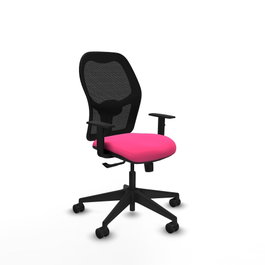 PIQUERAS Y CRESPO Silla Alocén con mecanismo sincro, malla negra y asiento rosa