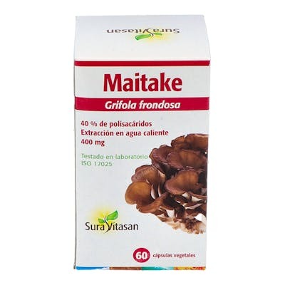 Sura Vitasan Maitake 60 Cápsulas - Extracto Puro de Hongo Grifola Frondosa (8:1, 40% Polisacáridos) 400mg por Cápsula Sura Vitasan Maitake 60 Cápsulas - Extracto Puro de Hongo Grifola Frondosa (8:1, 40% Polisacáridos) 400mg por Cápsula