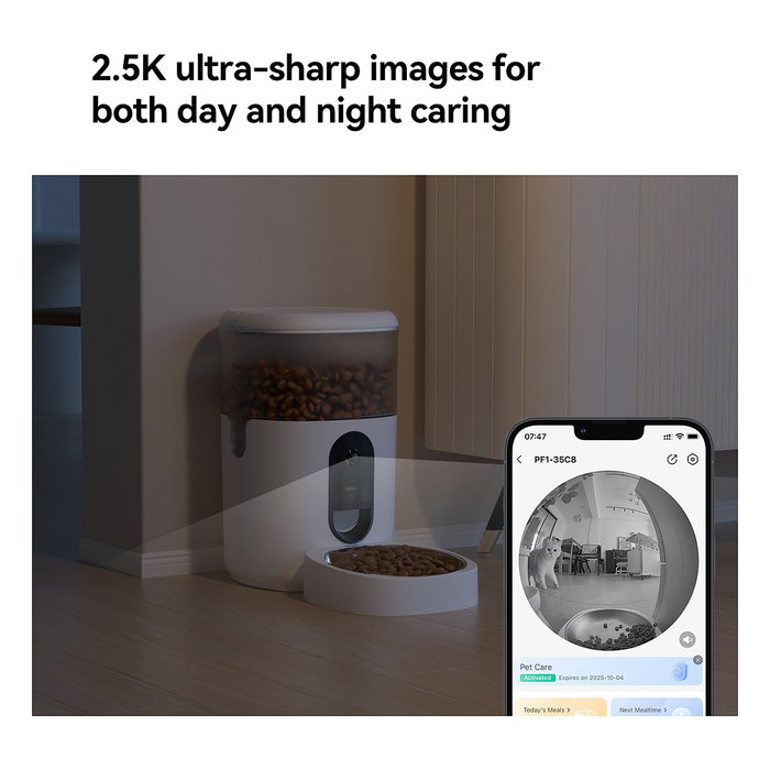 Imou PF1 Comedero Automático Inteligente para Mascotas con Cámara, 4L, Acero Inoxidable, Blanco, WiFi, para Gatos y Perros