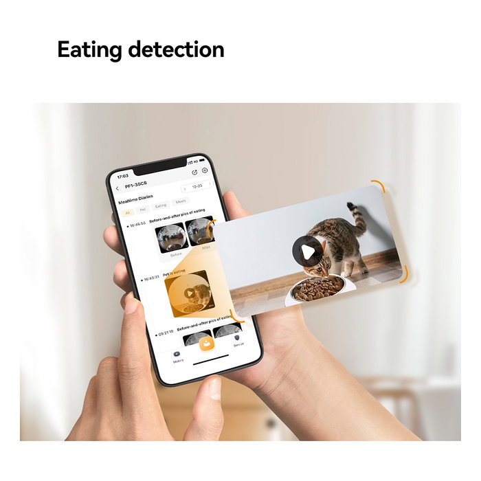 Imou PF1 Comedero Automático Inteligente para Mascotas con Cámara, 4L, Acero Inoxidable, Blanco, WiFi, para Gatos y Perros