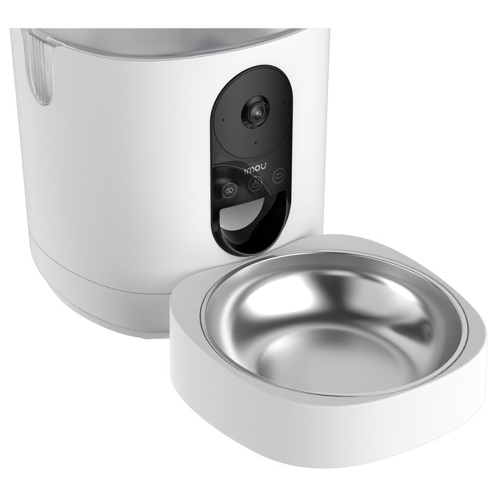Imou PF1 Comedero Automático Inteligente para Mascotas con Cámara, 4L, Acero Inoxidable, Blanco, WiFi, para Gatos y Perros