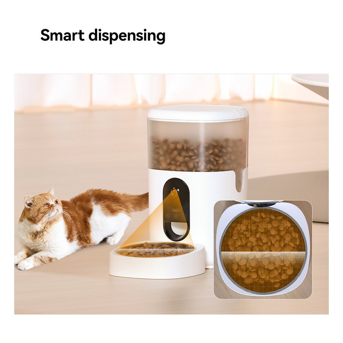 Imou PF1 Comedero Automático Inteligente para Mascotas con Cámara, 4L, Acero Inoxidable, Blanco, WiFi, para Gatos y Perros