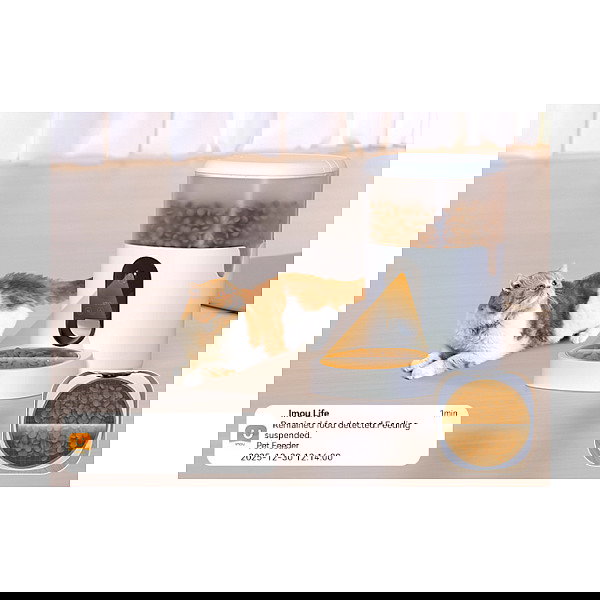 Imou PF1 Comedero Automático Inteligente para Mascotas con Cámara, 4L, Acero Inoxidable, Blanco, WiFi, para Gatos y Perros