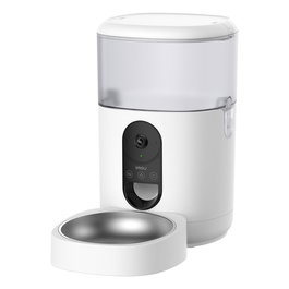 Imou PF1 Comedero Automático Inteligente para Mascotas con Cámara, 4L, Acero Inoxidable, Blanco, WiFi, para Gatos y Perros