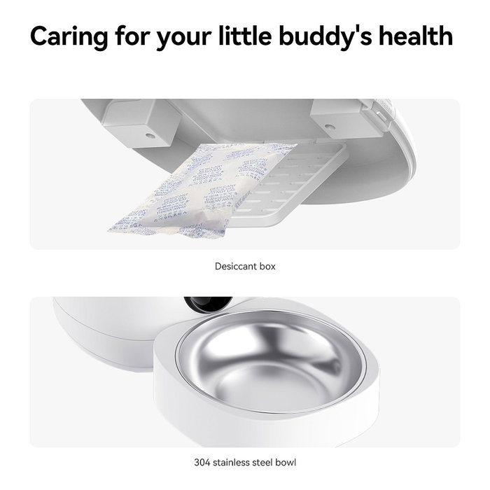 Imou PF1 Comedero Automático Inteligente para Mascotas con Cámara, 4L, Acero Inoxidable, Blanco, WiFi, para Gatos y Perros