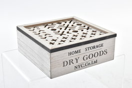 DKD Home Decor Caja de Madera 16x16x6 cm Marrón