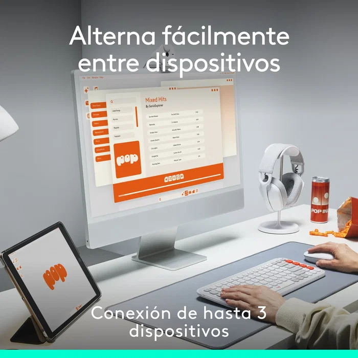 Logitech POP Mouse Ratón Inalámbrico Bluetooth 910-007411 Ambidiestro, Silencioso, con Botones Programables y SmartWheel, Tecnología Easy-Switch para 3 Dispositivos, Color Blanco
