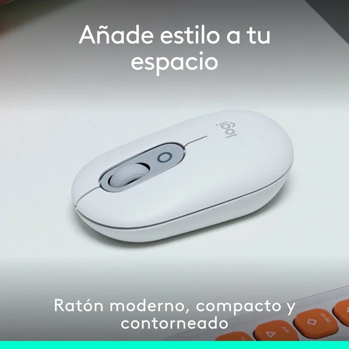 Logitech POP Mouse Ratón Inalámbrico Bluetooth 910-007411 Ambidiestro, Silencioso, con Botones Programables y SmartWheel, Tecnología Easy-Switch para 3 Dispositivos, Color Blanco