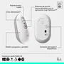 Logitech POP Mouse Ratón Inalámbrico Bluetooth 910-007411 Ambidiestro, Silencioso, con Botones Programables y SmartWheel, Tecnología Easy-Switch para 3 Dispositivos, Color Blanco