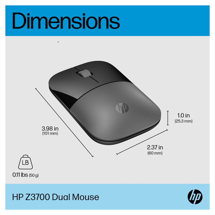 HP Z3700 Dual Ratón Inalámbrico Plata HP Z3700 Dual Ratón Inalámbrico Plata