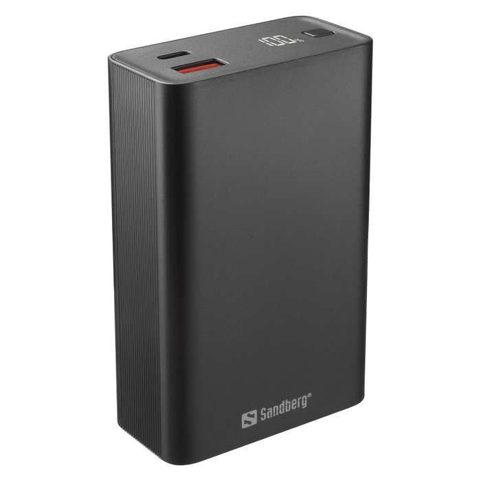 SANDBERG 420-95 Travel Powerbank 20000 mAh PD65W, Batería Externa con Pantalla, Negro, Carga Rápida USB-C Power Delivery SANDBERG 420-95 Travel Powerbank 20000 mAh PD65W, Batería Externa con Pantalla, Negro, Carga Rápida USB-C Power Delivery