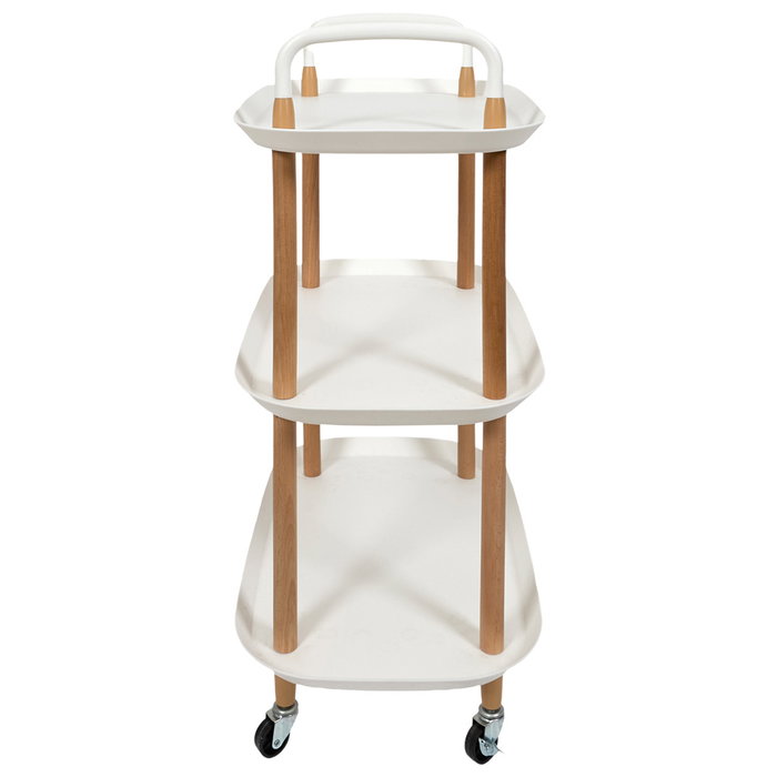 Home Deco Factory Mesa Camarera Kaleo Blanca Essentiel con Ruedas y Tres Bandejas
