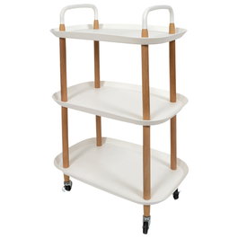 Home Deco Factory Mesa Camarera Kaleo Blanca Essentiel con Ruedas y Tres Bandejas