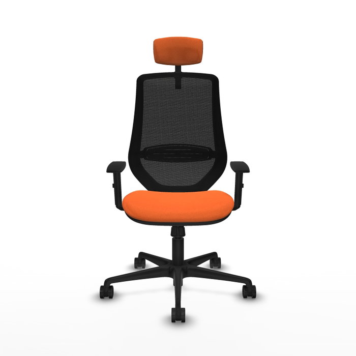 PIQUERAS Y CRESPO Silla de oficina Mardos con mecanismo Sincro, Tela Naranja y Malla Negra