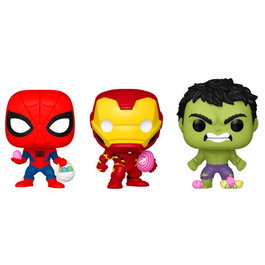 FUNKO Blister 3 figuras Pocket POP Marvel Spiderman Hulk Iron Man Pascua