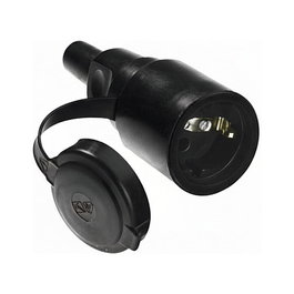 Bachmann Enchufe Industrial Vollgummikupplung CEE7/3 con Tapa Abatible, Certificado VDE, Protección IP44, Color Negro