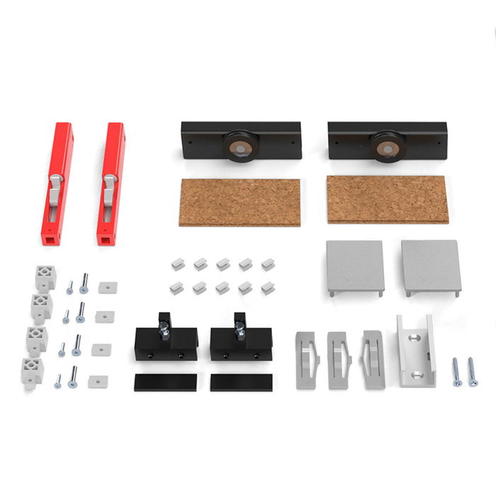 KLEIN Juego de Accesorios SK Glass 80 KBS con Tope para Puertas Correderas de Vidrio, 80 kg, Negro y Plata Mate KLEIN Juego de Accesorios SK Glass 80 KBS con Tope para Puertas Correderas de Vidrio, 80 kg, Negro y Plata Mate