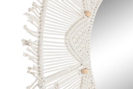 DKD Home Decor Espejo Boho Beige Macrame Cristal 76 x 76 x 1 cm (2 Unidades)