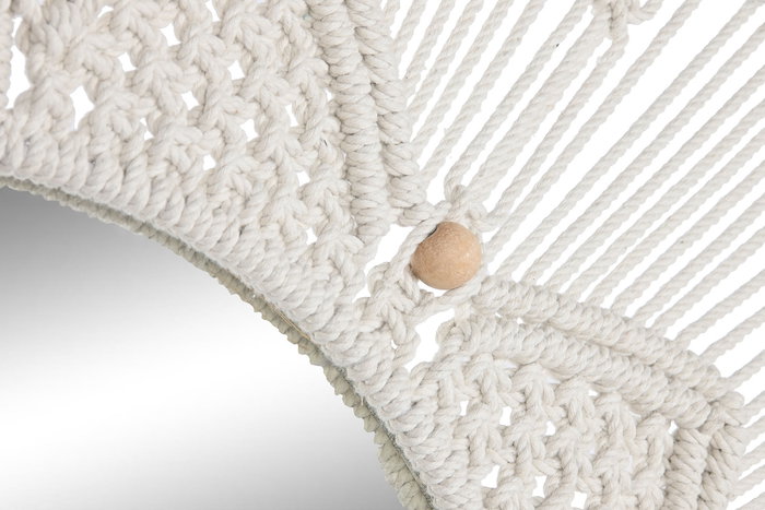 DKD Home Decor Espejo Boho Beige Macrame Cristal 76 x 76 x 1 cm (2 Unidades)