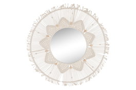 DKD Home Decor Espejo Macramé Cristal Beige 76x76 cm