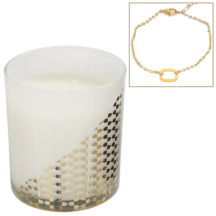 Home Deco Factory Bougie Vela Perfumada con Joya Dorada - Flor de Cerezo o Vainilla
