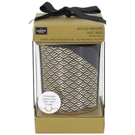 Home Deco Factory Bougie Vela Perfumada con Joya Dorada - Flor de Cerezo o Vainilla