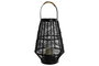 DKD Home Decor Portavela Colonial Negro Metal y Ratan 27.5 x 27.5 x 40 cm