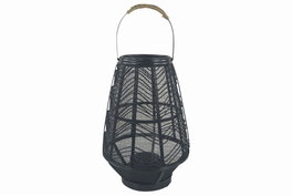 DKD Home Decor Portavelas de Metal y Ratán Negro