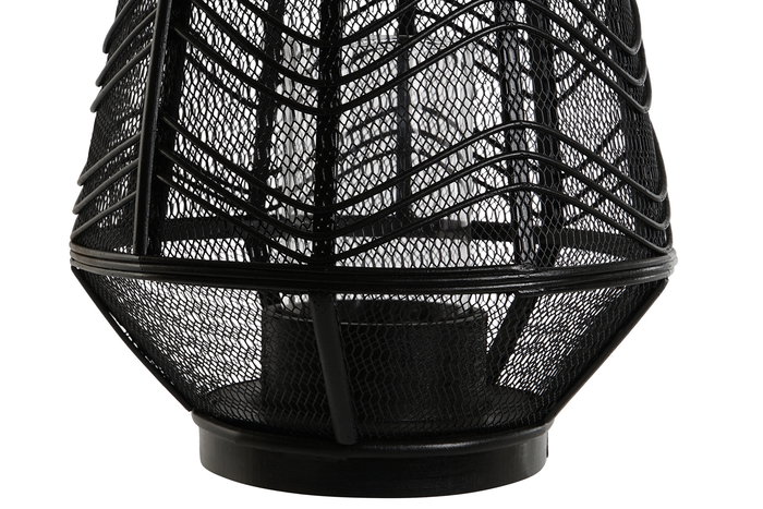 DKD Home Decor Portavela Colonial Negro Metal y Ratan 27.5 x 27.5 x 40 cm