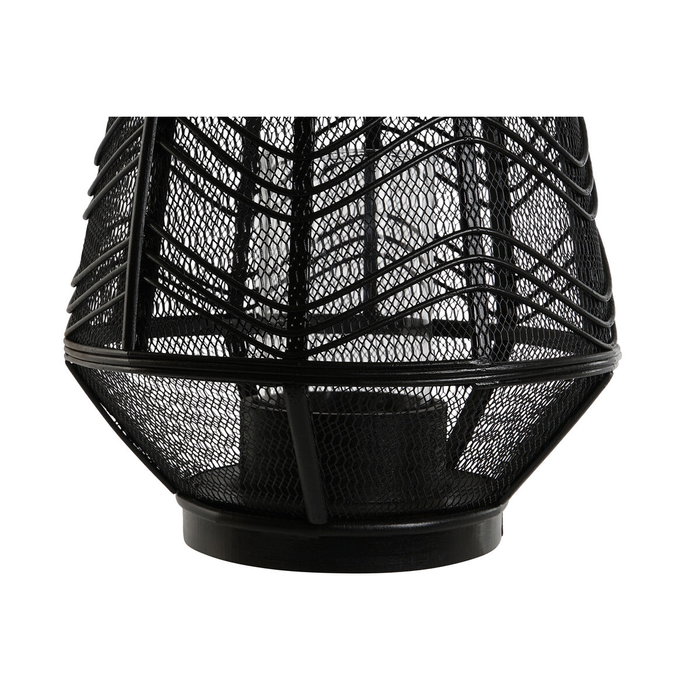 DKD Home Decor Portavelas de Metal y Ratán Negro