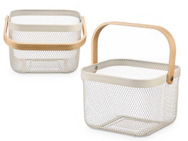 Kinvara Cesta Cuadrada con Asa, Color Crema, 26.5x18x26 cm (Asa 30 cm) (Set de 12)