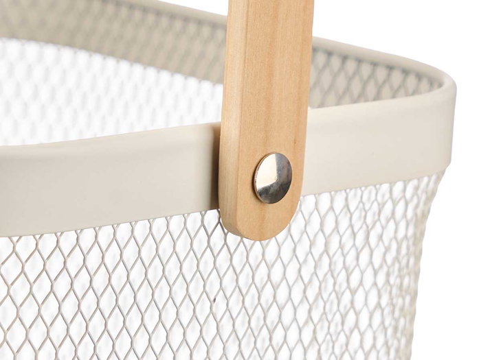 Kinvara Cesta Cuadrada con Asa, Color Crema, 26.5x18x26 cm (Asa 30 cm) (Set de 12)