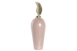 DKD Home Decor Tibor de Aluminio y Hierro Rosa con Tapa